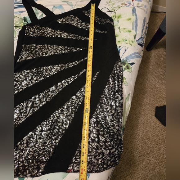 Unique Black and Silver Sparkle Starburst Bodycon Stretch Party Dress Plus Sz 1X - Picture 6 of 6